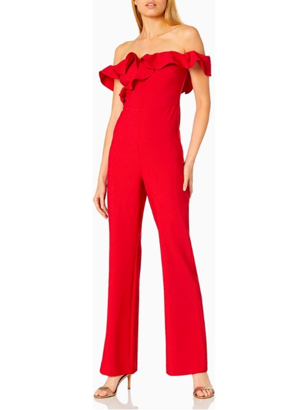 NWT Likely Miller Off-Shoulder Ruffled Jumpsuit - Scarlet Red sz 4